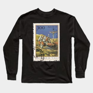 Apollo 15 Moon Buggy Vintage Postal Stamp Space Long Sleeve T-Shirt